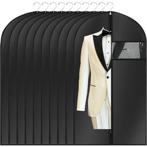 Hanging Garment Bags 10pcs Garment Bags 39'' With Clear Window Suit Cover Bag Clothes Suit Dust Cover for Hanging Clothes Travel Garments Bag with Accessories Zipper for Suits Coats