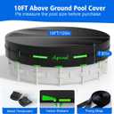 10ft Round Pool Cover for Above Ground Pools, 420D Heavy Duty Solar Pool Cover with Windproof Strap Tensioner & Velcro Stickers, Side Seamless Tear Resistant, Weatherproof & UV Resistant