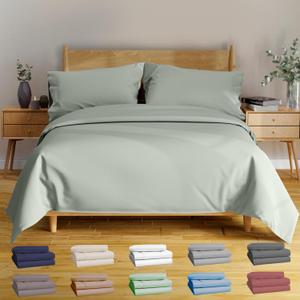 BAMPURE Luxury Series Full Sheet Set - 100% Pure Viscose derived from Bamboo Sheets Full Size Sheets Set - Super Soft Viscose Bamboo Sheet (Seaglass)