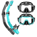 Kwambiri Snorkeling Gear for Adults Kids, Dry-Top Snorkel Set, 180°Panoramic Wide View Diving Mask Breathing Freely Snorkel Mask for Snorkeling Scuba Diving Swimming Travel