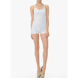 Image Nation Women Catsuit Cotton Tank Spaghetti Strapped Short Yoga Bodysuit Jumpsuit, Size Medium, 2 Pack