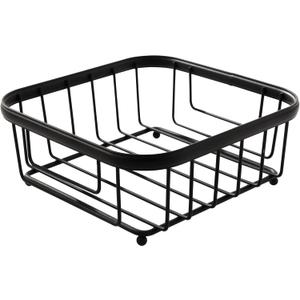 Spectrum Ashley Flat Napkin Holder Basket for Kitchen Counter & Dining Table Decor, Modern Heavy Duty Easy Access Napkin Dispenser for Cocktail Napkins, Black