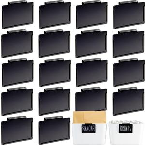 Talented Kitchen Metal Basket Label Clips - Removable Clip-On Storage Bin Holders - Durable Construction for Pantry Basket Labels - Secure Attachment for Metal Bins - 3.5"x 2.5", 18-Pack Black