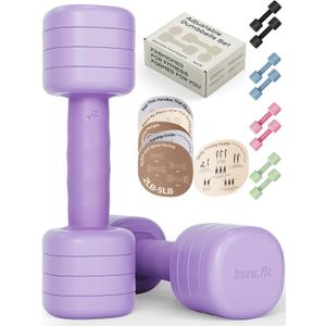 kure.fit Adjustable Dumbbell Set｜2LB 3LB 4LB 5LB Light Hand Weights for Women｜One-Twist Weight Adjustment｜Non-Slip Curved Grip Handle｜Free Weights for Home Gym, Rehab, Pilates, Yoga, Strength Training