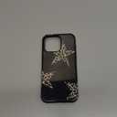 Cute Y2K Star Phone Case for iPhone 13 / iPhone 14 Cheetah Print Black Case 6.1", Aesthetic Cool Leopard Pattern 2-in-1 Glossy Cover Shockproof Slim TPU Hard PC Protection Girls Women Funda