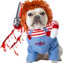 Pet Deadly Doll Chucky Costume, Funny Halloween Cute Dog Clothes Party Cosplay for Small, Medium, Large Dogs, Cats & Puppies, Scary Spooky Kitty Apparel