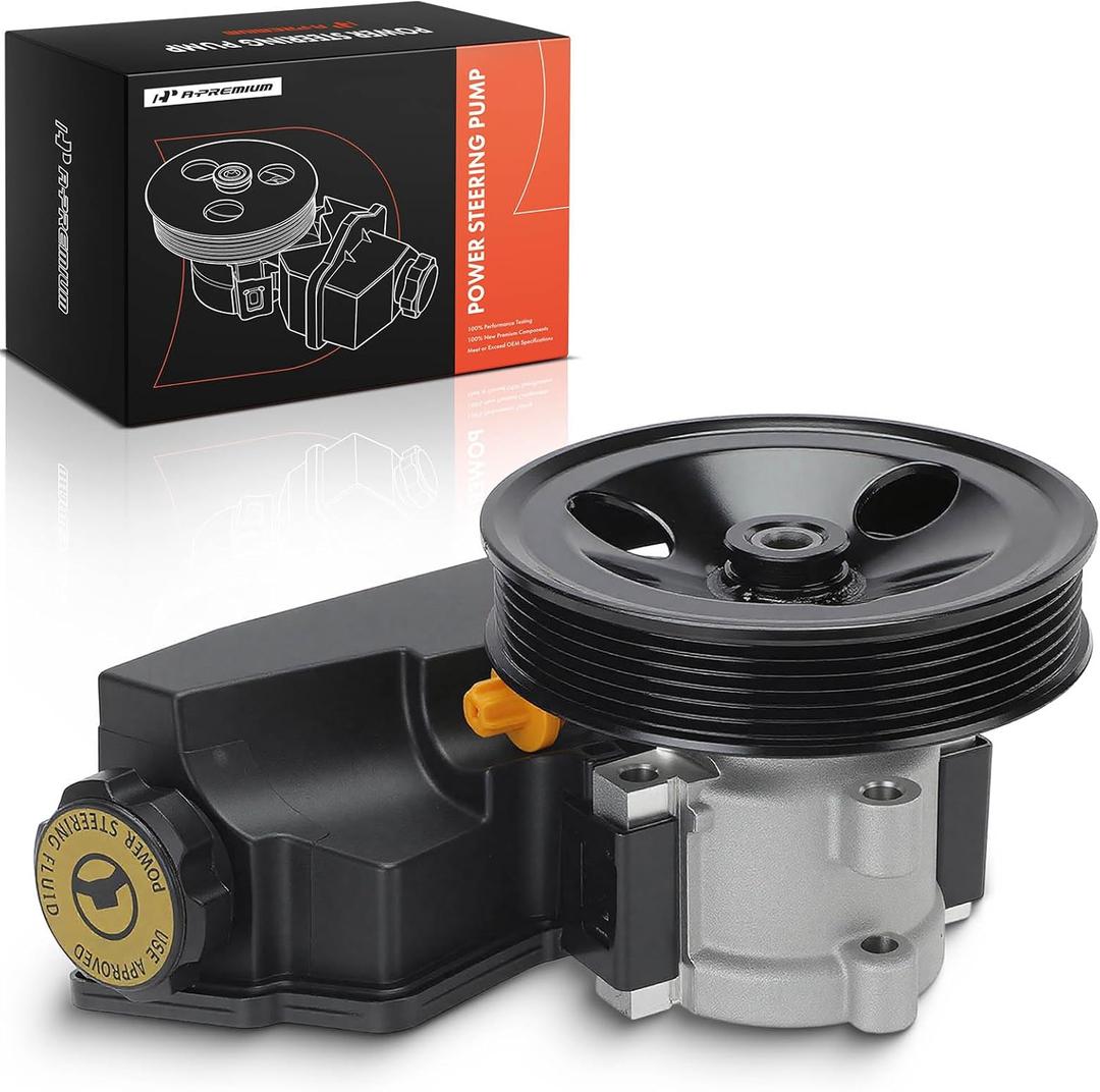A-Premium Power Steering Pump, with Reservoir & 6-Groove Pulley, Compatible with Jeep TJ Series Wrangler 1997-2003, XJ Series Cherokee 1996-2001, 4.0L