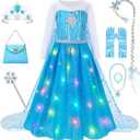 Meland Princess Dresses for Girls - Princess Costume with Long Cape for Girls Age 3-10 Year Old for Birthday Halloween Party Large