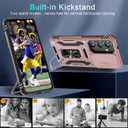 DEERLAMN Case for Samsung Galaxy A37 5G with Slide Camera Cover+Screen Protector (1 Pack), Rotated Ring Kickstand Military Grade Shockproof Protective Cover-Rose Gold