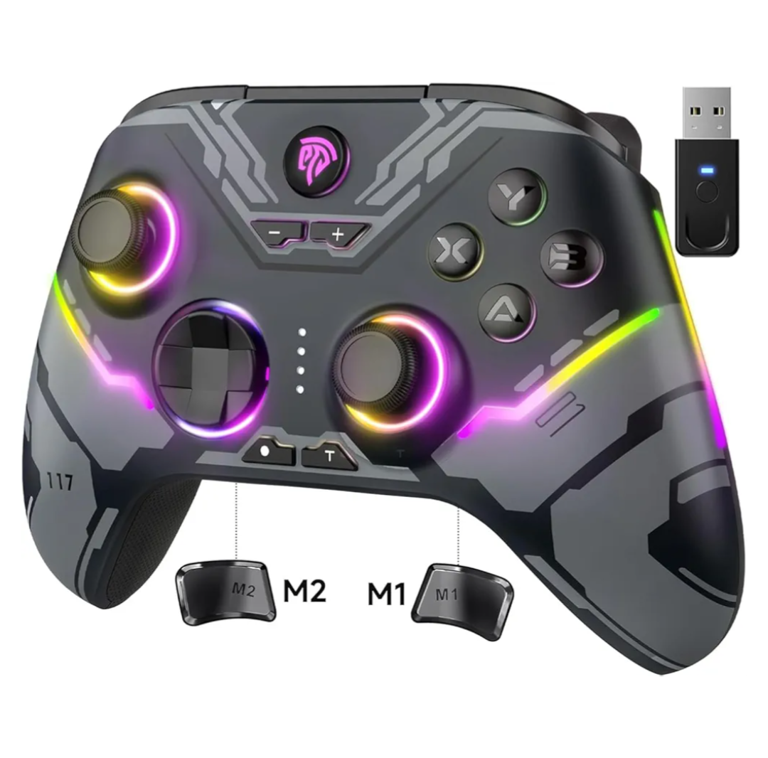 EasySMX X15 PC Controller - Enhanced Wireless Bluetooth Controller with Hall Joysticks/Hall Triggers/RGB Lighting - No Stick Drift, No Dead Zone - Work for Windows PC, Android, Steam and Switch