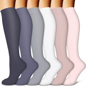 Copper Compression Socks for Women & Men (6 pairs) - Best Support for Nurses, Running, Hiking, Recovery (Small-Medium, 26 Navy/Blue/Gray/White/Red/Pink)