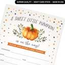 Koko Paper Co Sweet Little Pumpkin Baby Shower Invitations & Diaper Raffle Tickets  Fall Baby Shower Set  25 Invites, Envelopes & Raffle Cards  Made in the USA