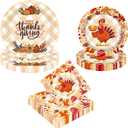 48PCS Thanksgiving Paper Plates and Napkins Sets, Thanksgiving Party Disposable Plates and Napkins, Dinner Decorations