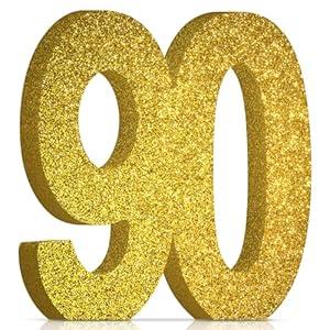 90th Birthday Decorations for Men and Women, 90th Anniversary Decorations, Gold Glitter 90th Birthday Party Centerpieces for Table Decorations, 90 Table Topper Decor