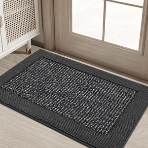 BEQHAUSE Indoor Door Mat 20" x 32", Dirt Trapper Door Mats Non-Slip Entryway Rugs Washable, Resist Dirt Absorbent Welcome Mat, Low Profile Floor Mats for Front Back Door and Entryway, Charcoal (1'8" x 2'8" (Rectangular))