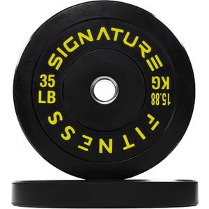 Olympic Bumper Plates with Steel Hub 2-Inch Weight Plates for Strength Training & Weightlifting, Pairs or Sets or Sets with Barbell, Style: 35 lbs
