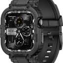 amBand Bands Case Compatible with Apple Watch Series 10 46mm for Men, M1 Sport Rugged Heavy Duty Cover Tactical Strap Military Grade Protective Bumper Protector for iWatch 46 mm Men, Black