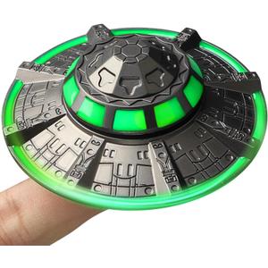 UFO Fidget Spinner for Kids Adults, Metal Luminous Space Desk Toy, Cool EDC Gadgets Anxiety Stress Relief Toys, Holiday Stocking Stuffer, Birthday Party Favor Gifts for Office Spaceship Toy