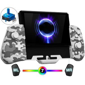 FUNLAB Switch Joypad Controller for Nintendo Switch/OLED Joycon, Ergonomic Switch Handheld Controller Joypad Replacement, Camo One Piece Controles Customizable with Adjustable Color, Turbo, Mapping