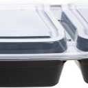 Professional 32oz Meal Prep Containers - 50-Pack (100 Pcs) 2-Compartment with Lids, Secure Seal, Microwave/Freezer/Dishwasher Safe - Bulk Black Food Storage