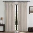 120 Inch Extra Long Pleated Greyish Brown Curtains for Living Room Windows, Memory Shape Semi Sheer Floor Length Drapes Privacy Light Filtering Natural Linen Country Curtain 10FT Length 2 Panels Set