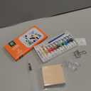 Mini Travel Watercolor Set Pocket Artist Watercolor Travel Set Grid Palette Box Sketch Book Brush Pens With Binder Clips For Painters Artists Students (Acrylic 8 Grids)