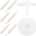 MECCANIXITY 6 Pcs Paper Umbrellas ,16" Paper Parasol Umbrella DIY Oiled Paper Painting Umbrellas for Photography Props Craft Party Wedding Decoration, White