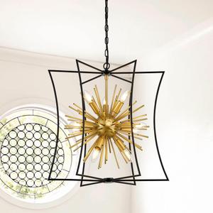 brfaixla Modern 23.2" Black Gold Sputnik Chandelier for Dining Room Industrial Retro Geometric 12-Light Ceiling Pendant Light Fixture for Kitchen Island Bedroom Living Room Hallway Entryway Foyer