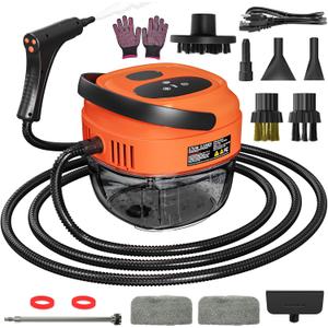 Handheld Steam Cleaner for Home, 2500W High Temperature Pressurized Machine, 1.7L Water Tank, Handle-controlled Steam Output, Portable Cleaning Steamer for Car, Bed Bugs, Furniture, Grout (Red)