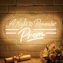 Sneignon “A Night to Remember Prom” Neon Sign, Prom Night Neon Sign, USB Powered Dimmable LED Neon Light for Teen Room, Graduation Party, Prom Night Decoration, Photo Backdrop, Party Wall Decor