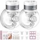 Hands Free Breast Pump, Saglve Wearable Breastfeeding Pump with 3 Modes & 9 Levels, 240 5mmHg Strong Suction, Double Electric Breast Pumps Portable, LED Display, 21mm/24mm Flange, Pack of 2