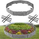 Garden Edging Border with Anchoring Spikes,Plastic Landscape Edging Border Imitation Stone Fence for DIY Outdoor Yard Landscaping (20pcs/16 FT, Gray)