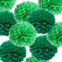 14" Green Tissue Pom Poms Kit DIY Decorative Paper Flowers Ball for Birthday Party Wedding Baby Shower Home Outdoor Hanging Decorations, Pack of 10 (Green, Grass Green)