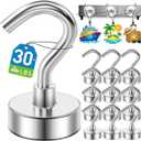 12 Pack Magnetic Hooks for 2026 Cruise Cabins Beach Vacation 30lbs+ Heavy Duty Magnet with Hook Metal Magnetic Hooks for Kitchen Fridge Grills Hanging Magnet Hooks for Classroom Locker Whiteboard (Silver)