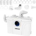 900W Macerator Pump, Macerating Toilet System with 2 Outlets/5 Inlets, Sewage Pump for Basement, Sink, Toilet, Laundry, Kitchen