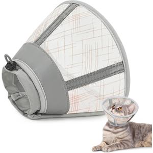 Supet Cat Cone Collar Soft, Air Mesh Recovery Collar to Stop Licking, Breathable Neck Cone Alternative, Lightweight Cat Head Cone Anti Scratch (Orange,L)