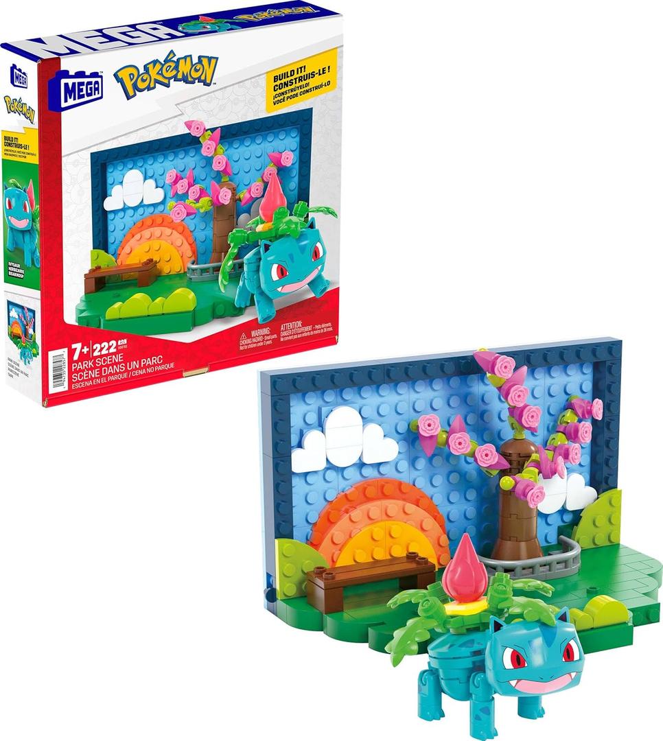 MEGA Pokmon Park Scene Building Toy Kits With 1 Action Figure (220 Pieces) For Kids
