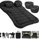 ISWEES Car Bed SUV Air Mattress, Car Air Mattress with Home Power Adapter, Electric Pump, 2 Inflatable Pillows and 2 Footrests for Back Seat, Side Seat,Trunk Sleeping, Thickened Camping Bed - Black