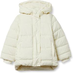 Girls Heavyweight Hooded Puffer Coat, Water-Resistant Size L, White 