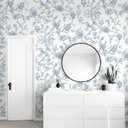 5 x Safiyya Contact Paper Blue White Wallpaper Peel and Stick Modern Floral Birds Wallpaper Self Adhesive Boho Flower Wall Paper for Walls Vinyl Rolls 78.7"x17.3"