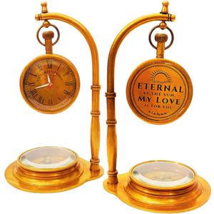 Anniversary Table Clock Compass | Romantic Vintage Lovers Decor for Him Her | Wedding Anniversary 50th 40th 25th 20th 1st Gift Idea for Husband Wife Boyfriend Girlfriend (Eternal Love - NEO)
