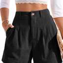 Women's High Waisted Pleated Casual Shorts with Pockets (S)
