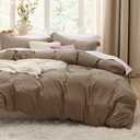 Bedsure Deep Khaki Duvet Cover Full Size - 3 Pieces Prewashed Extra Soft Cotton-Like Bedding Set, Includes 1 Duvet Cover 80x90 Inches with Zipper Closure & 2 Pillow Shams, Comforter Not Included
