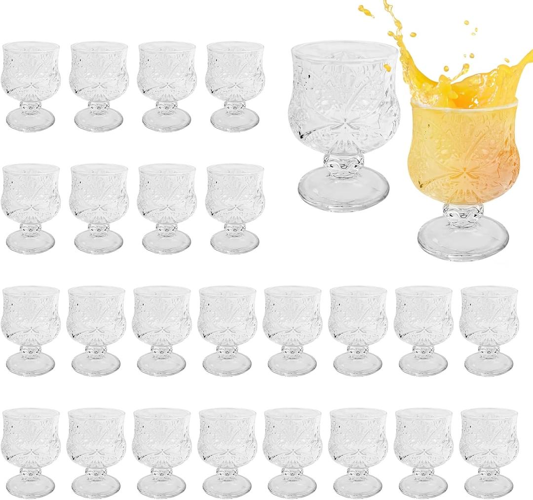 24 Pcs Shot Glass Bulk Set 1.5 oz Mini Cute Shot Glasses Cordial Glasses with Stem Sherry Glasses Clear Shot Glassware for Wine Liqueur Tequila Whiskey Beverage Wedding Party Bar Supplies