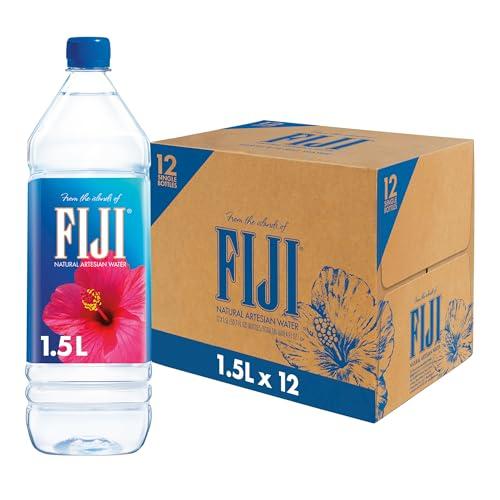FIJI Natural Artesian Bottled Water 1.5 Liters / 50.7 Fl Ounce (Pack of 12) - 100% Natural Electrolytes 28 FEB 2027