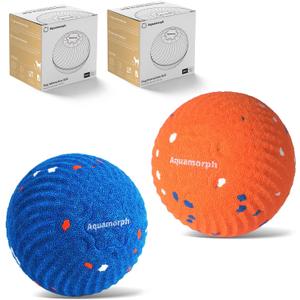 2 Pack Interactive Dog Balls - Auto Moving Bouncing Vibrating Washable Dog Toys for Large Medium Dogs, Type-C Rechargeable, Blue and Orange, Ripple Pattern
