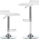 NOBPEINT Contemporary Chrome Air Lift Adjustable Swivel Bar Stool, Set of 2, White
