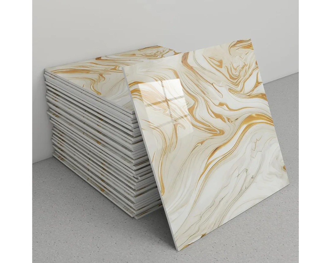 ,10pcs Marble Peel and Stick Backsplash Waterproof Washroom Wall Panels, Peel and Stick Tile, PVC Wall Panels for Kitchen,Bathroom,Living Room,Black(Not Real Tile,11.8" x 11.8",9.7 Sq.Ft)
