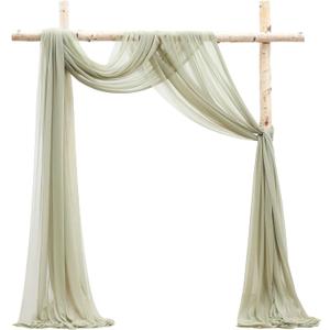 Floroom Wedding Arch Draping Fabric 2 Panels 20Ft Sage Green Chiffon Fabric Drapes Arbor Drapery Wedding Ceremony Reception Swag Decorations