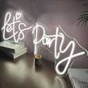 Super Large Let's Party Neon Sign for Bedroom Wall Super Neon Sign for Wall Decor for Bachelorette Party, Engagement Party, Birthday Party,Wedding Party Warm White, 39.85 inches X 14.79 inches